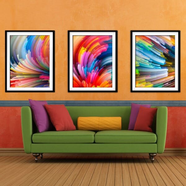 Quadro mdf preto 45x96 universo colorido mod 169 - 2