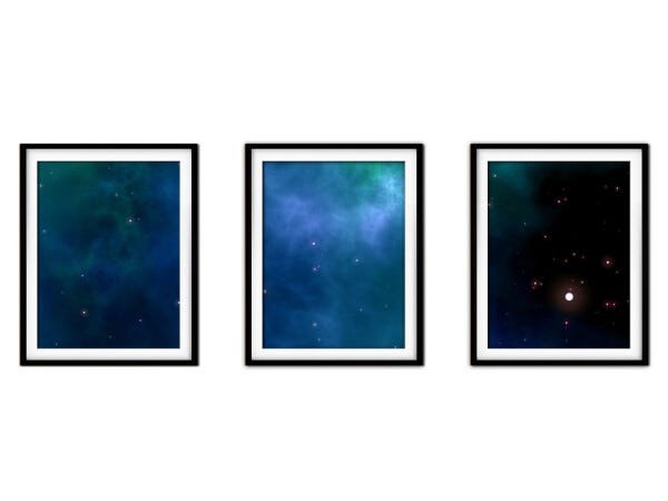 Quadro mdf preto 45x96 universo colorido mod 163 - 1