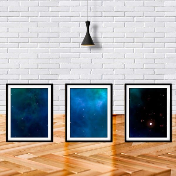 Quadro mdf preto 45x96 universo colorido mod 163 - 2