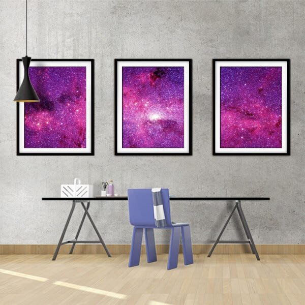 Quadro mdf preto 45x96 universo colorido mod 160 - 2