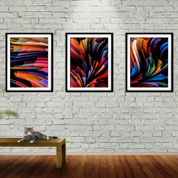 Quadro mdf preto 30x66 universo colorido mod 26 - 2