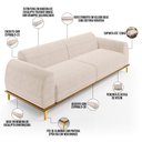 Ver imagem 4 de Sofá 03 Lugares Para Sala de Estar Kiev 230 cm D02 Veludo Bege C-309 - Lyam Decor