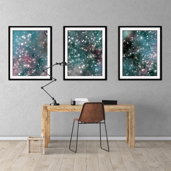 Quadro mdf preto 68x126 universo colorido mod 83 - 2