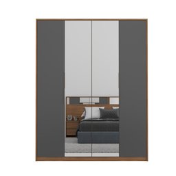 Guarda-Roupa Casal com Espelho Demartez D43012K Attore 4 Portas Amendola/Grafito - 2