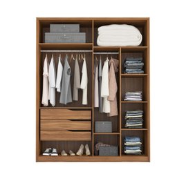 Guarda-Roupa Casal com Espelho Demartez D43012K Attore 4 Portas Amendola/Grafito - 4