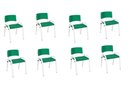 Ver imagem 2 de Kit 8 Cadeira Iso Infantil Creche, Escola Base Branco Verde Escuro