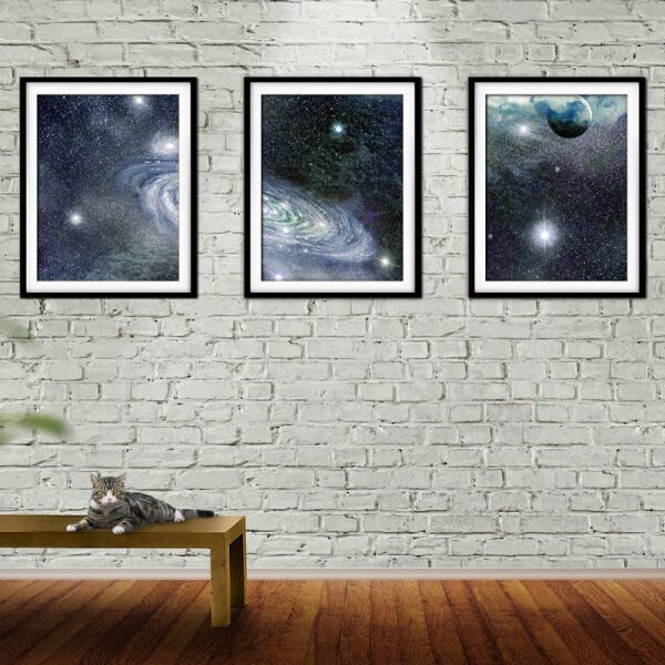 Quadro mdf preto 68x126 universo colorido mod 76 - 2
