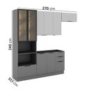 Ver imagem 3 de Cozinha Lumina 4 Peças com Paneleiro para Forno e Micro com Vidro e Iluminação sem Tampo Cinza