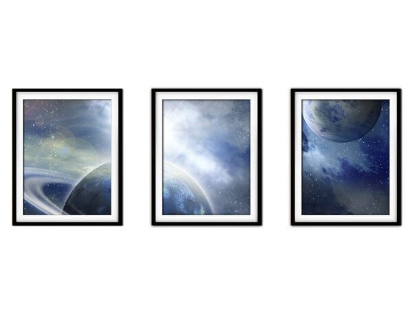 Quadro mdf preto 68x126 universo colorido mod 73 - 1