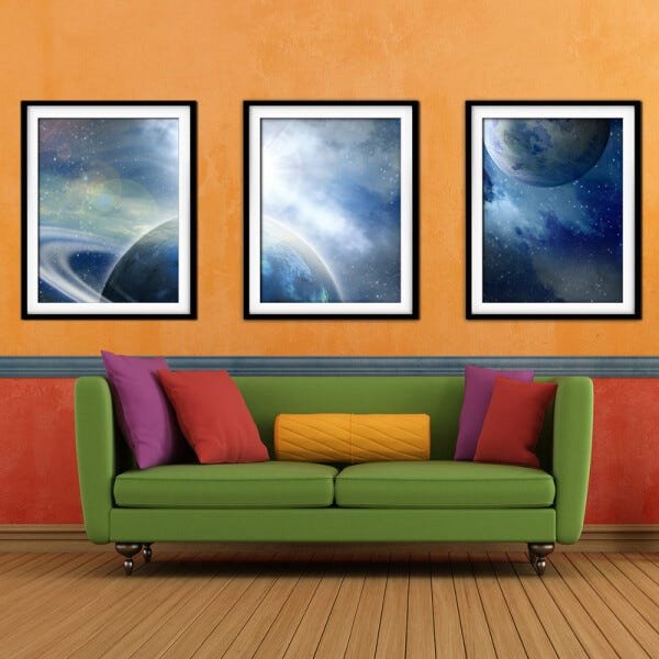 Quadro mdf preto 68x126 universo colorido mod 73 - 2