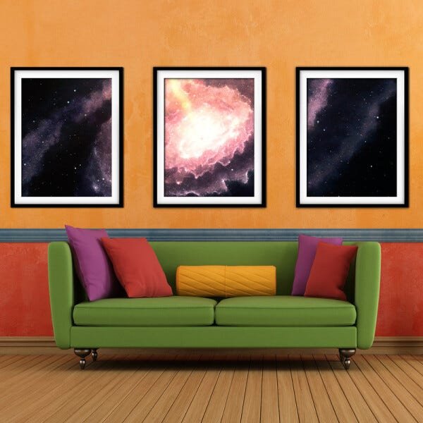 Quadro mdf preto 68x126 universo colorido mod 57 - 2