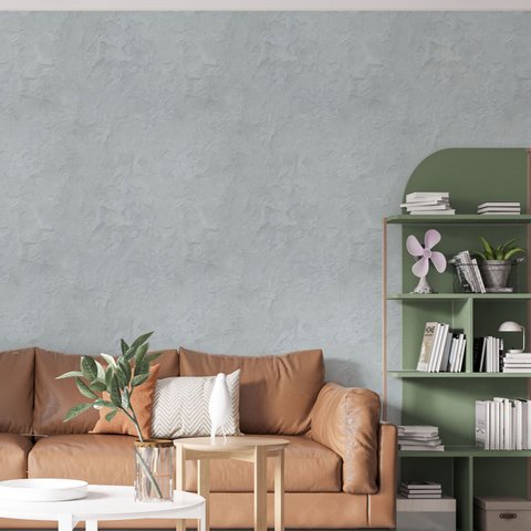 Papel de Parede Adesivo Cimento Claro Azulado - 3,5m