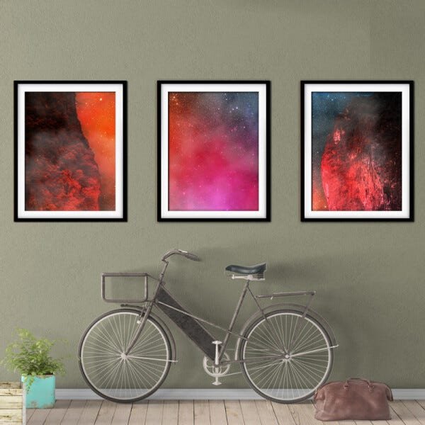 Quadro mdf preto 68x126 universo colorido mod 43 - 2