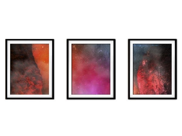 Quadro mdf preto 68x126 universo colorido mod 43 - 1