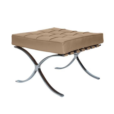 Banqueta Barcelona Base Inox Couro Ecologico:areia