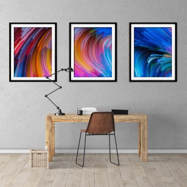 Quadro mdf preto 68x126 universo colorido mod 33 - 2