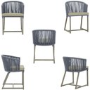 Ver imagem 5 de Mesa com 4 Cadeiras de Jantar Roma 100cm e Noronha em Aluminío Fendi Corda Nautica Estofado 7 Trama