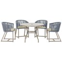 Ver imagem 1 de Mesa com 4 Cadeiras de Jantar Roma 100cm e Noronha em Aluminío Fendi Corda Nautica Estofado 7 Trama