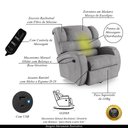 Ver imagem 4 de Poltrona do Papai Sala de Cinema Reclinável Kylie Glider Manual Giratória Massagem USB Linho Cinza G