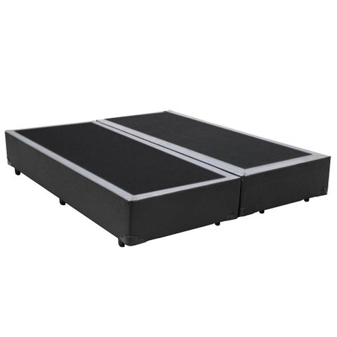 Base Box Blindado Queen Bipartido Homequeen Sintético Cinza 40x158x198
