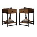 Ver imagem 1 de Kit Mesas Cabeceiras Lateral Cama Quarto Estilo Industrial - Canela