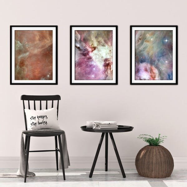 Quadro mdf preto 45x96 universo colorido mod 154 - 2