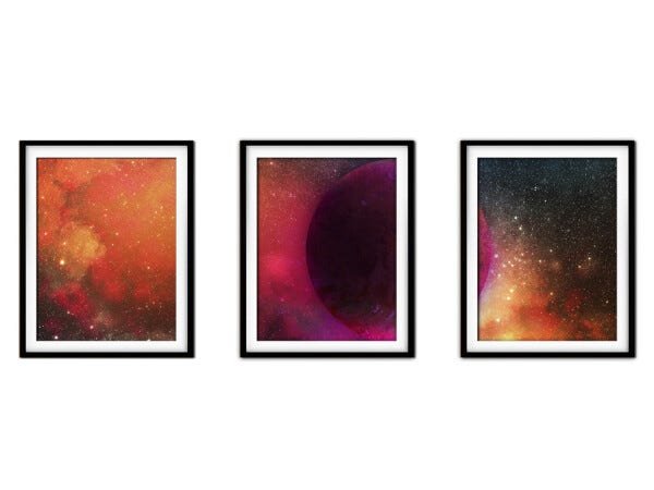 Quadro mdf preto 45x96 universo colorido mod 42 - 1