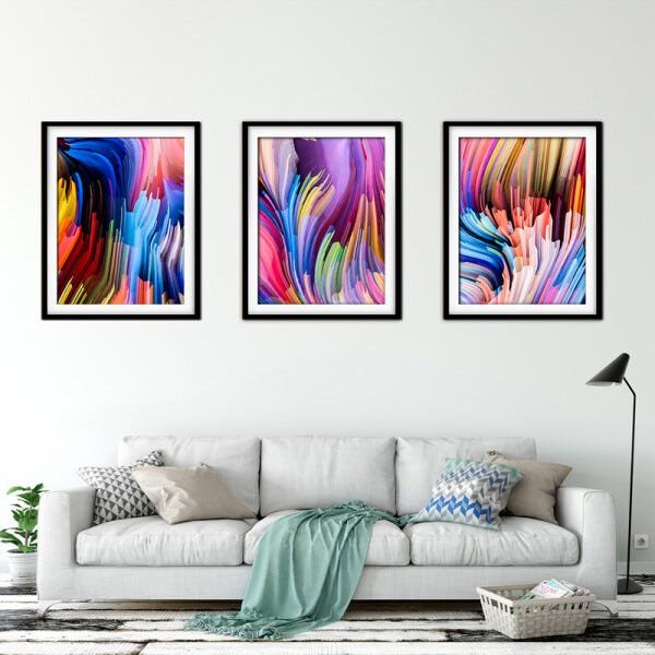 Quadro mdf preto 45x96 universo colorido mod 31 - 2