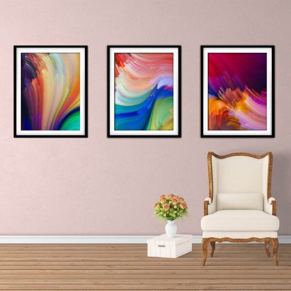 Quadro mdf preto 45x96 universo colorido mod 30 - 2