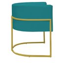 Ver imagem 5 de Kit 4 Poltronas Reforçada Decorativa Sala Nayara Base Ferro Dourado Suede Azul Tifany