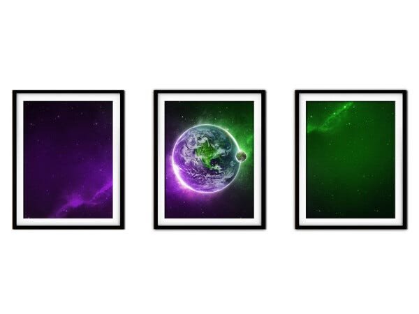 Quadro mdf preto 45x96 universo colorido mod 9 - 1