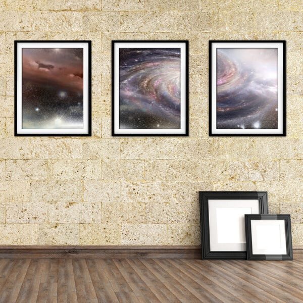 Quadro mdf preto 30x66 universo colorido mod 269 - 2
