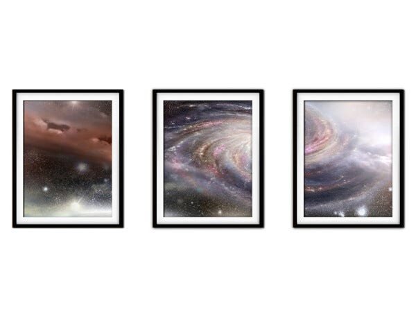 Quadro mdf preto 30x66 universo colorido mod 269 - 1