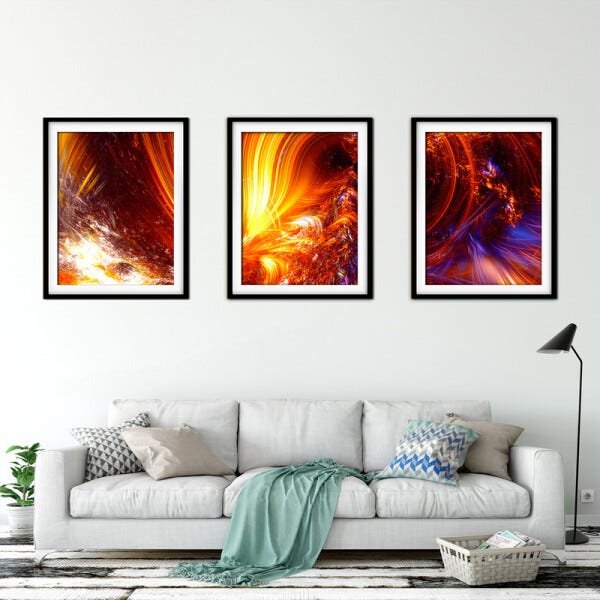 Quadro mdf preto 30x66 universo colorido mod 258 - 2