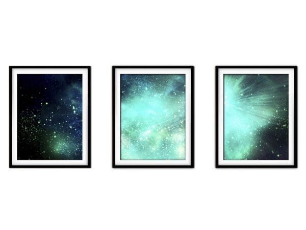 Quadro mdf preto 30x66 universo colorido mod 251 - 1