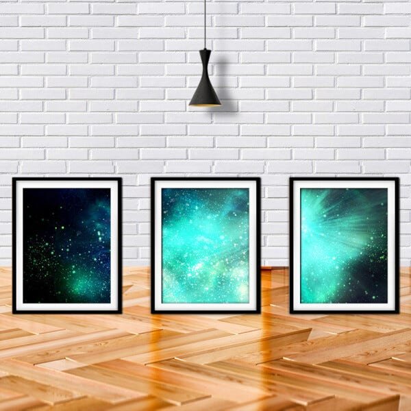 Quadro mdf preto 30x66 universo colorido mod 251 - 2