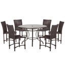 Ver imagem 1 de Mesa Ascoli 120 Cm com 6 Cadeiras Cannes de Alumínio, Pintura Marrom e Trama Tela de Corda Náutica