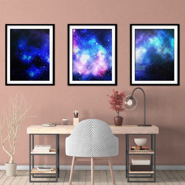 Quadro mdf preto 30x66 universo colorido mod 241 - 2