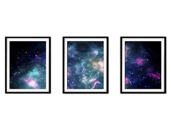 Quadro mdf preto 30x66 universo colorido mod 240 - 1