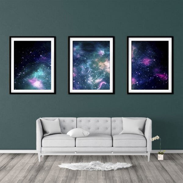 Quadro mdf preto 30x66 universo colorido mod 240 - 2