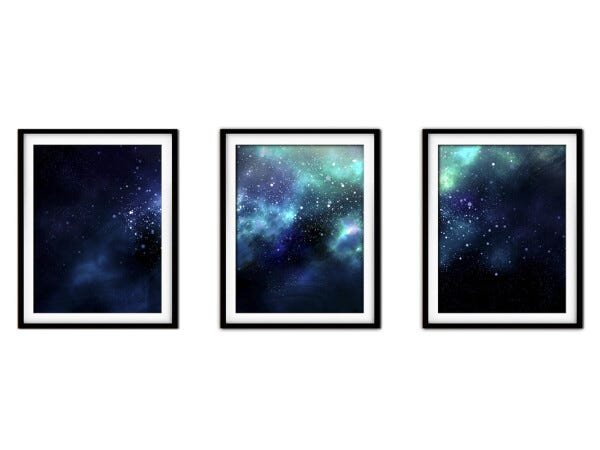 Quadro mdf preto 30x66 universo colorido mod 239 - 1