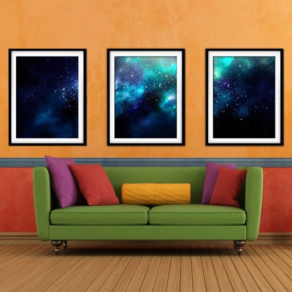 Quadro mdf preto 30x66 universo colorido mod 239 - 2