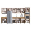 Ver imagem 5 de Cozinha Modulada 10 Portas 3 Gavetas Torre Quente e Bancada Organic Marrom/Nature/Sand