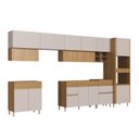 Ver imagem 3 de Cozinha Modulada 10 Portas 3 Gavetas Torre Quente e Bancada Organic Marrom/Nature/Sand