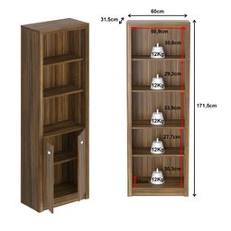 Armário Alto para Escritório 171,5x60cm com 2 Portas e 5 Prateleiras ME4110 - 7