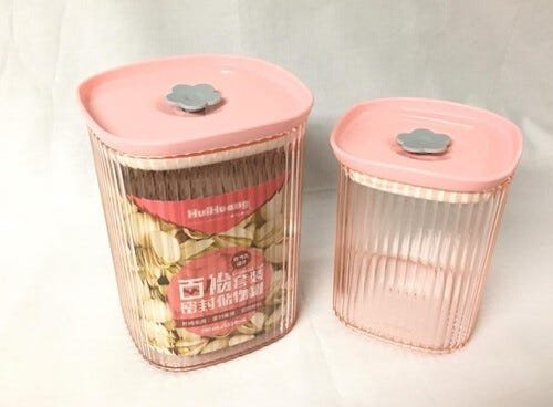 Kit com 2 Potes Herméticos com 1510 e 790 Ml - Rosa - 3