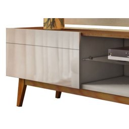 Rack com Painel Classic com 2 Gavetas 220cm com LED Freijó com Off White - Imcal Móveis - 5