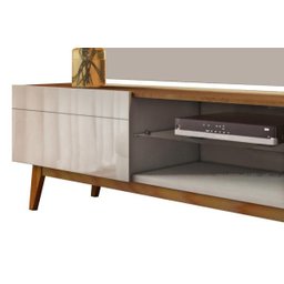 Rack com Painel Classic com 2 Gavetas 220cm Freijó com Off White - Imcal Móveis - 5