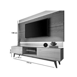 Rack com Painel Classic com 2 Gavetas 220cm Freijó com Off White - Imcal Móveis - 6