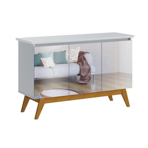 Buffet Classic 3 Portas Branco Acetinado e Espelho